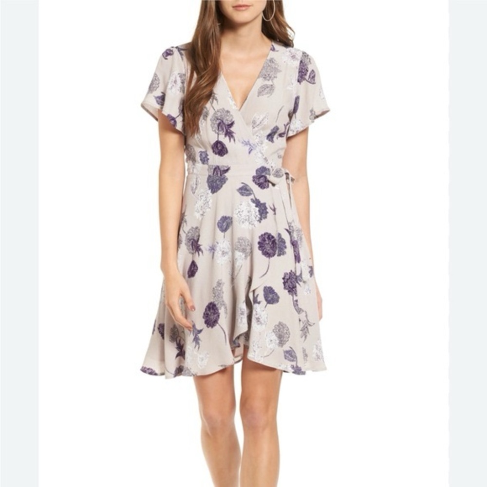 ASTR the Label Floral Purple Wrap Dress